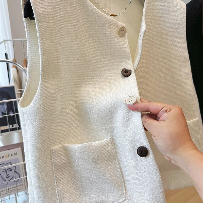 早秋气质圆领小西装马甲背心外套女法式气质外穿叠穿无袖坎肩上衣