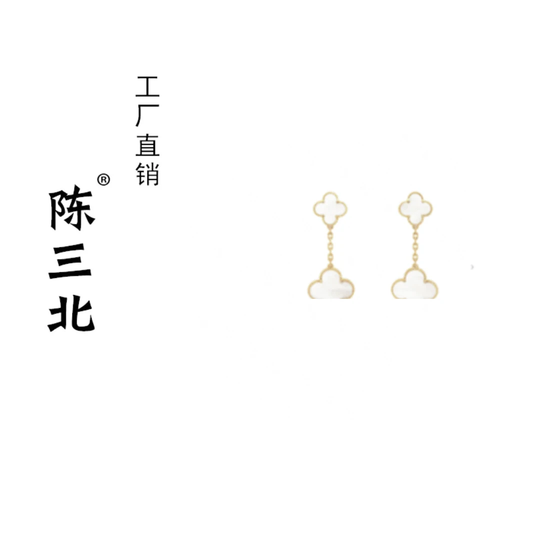 925银耳饰 陈三北 136 高级定制白色四花长耳环