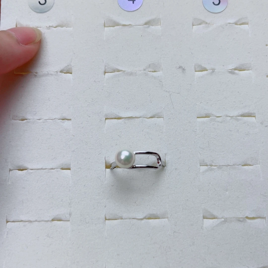 戒指银S925镶嵌淡水珍珠