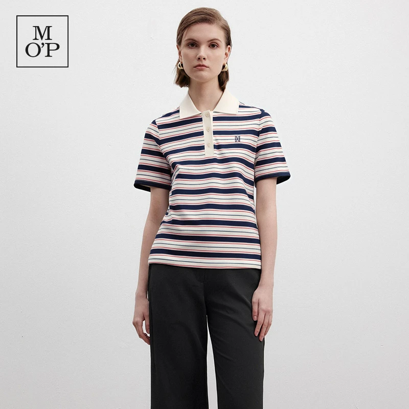 【羊羊专属】Marc O'Polo品牌经典设计感条纹撞色POLO衫女短袖T恤