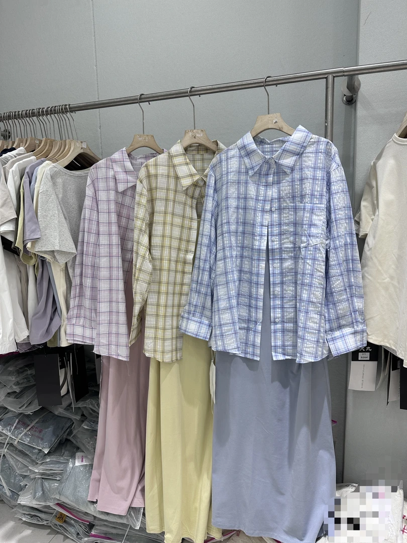 【李姑娘专属】8821夏季新款防晒格子套装➕吊带裙