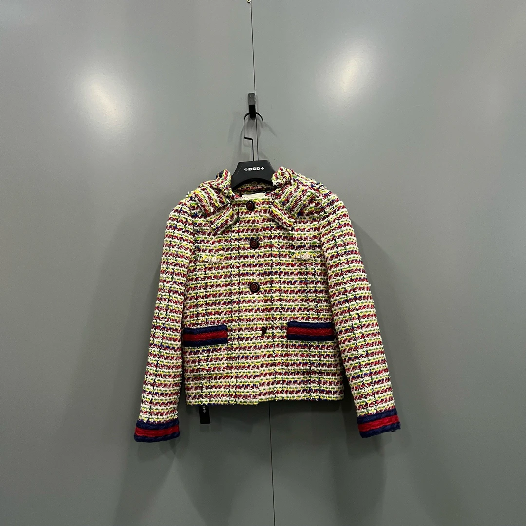 99新 GUCCI/古驰 zz2 〔wz〕混色编织连帽外套 38码/305407
