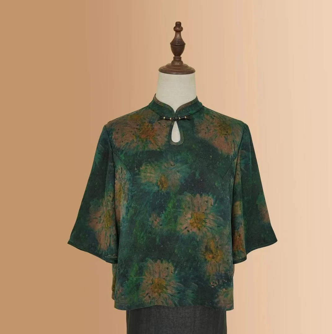 [金蚕]新款时尚高端冠乐皱花罗提花小衫