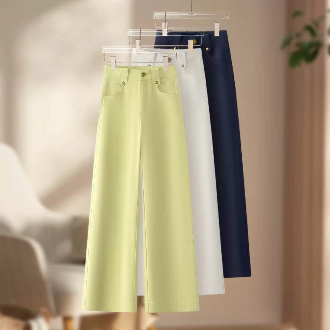 丹宁蓝新款牛仔裤直筒裤休闲女裤25029