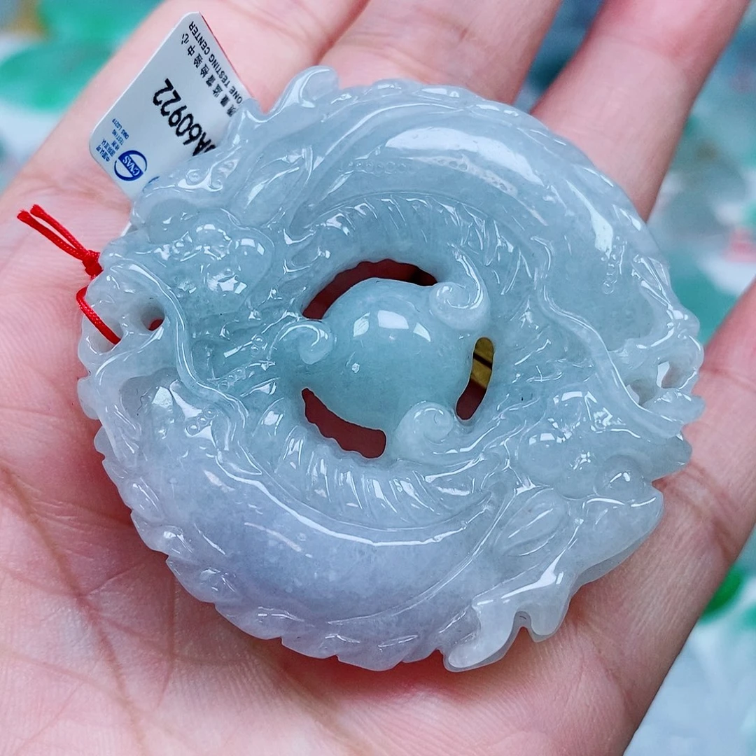 翡翠未镶嵌颈饰天然缅甸A货翡翠龙牌