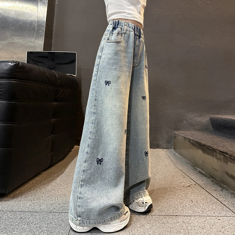 女童牛仔裤春新款2025爆款直筒裤洋气女孩潮酷流行时尚百搭高品质