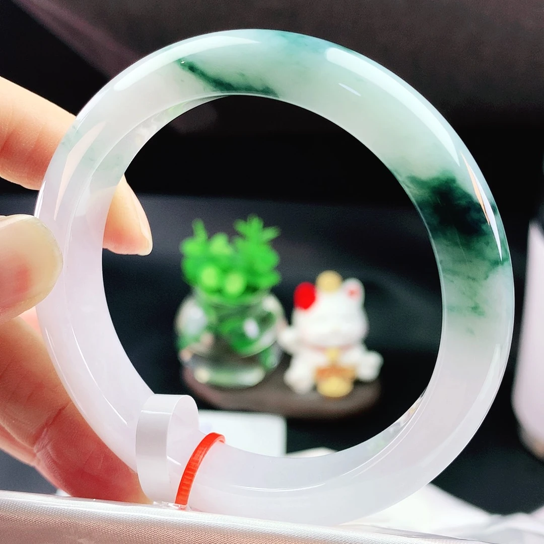 未镶嵌手镯翡翠58冰紫蓝花翠