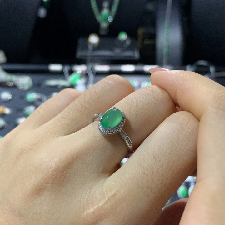 银S925镶嵌戒指翡翠