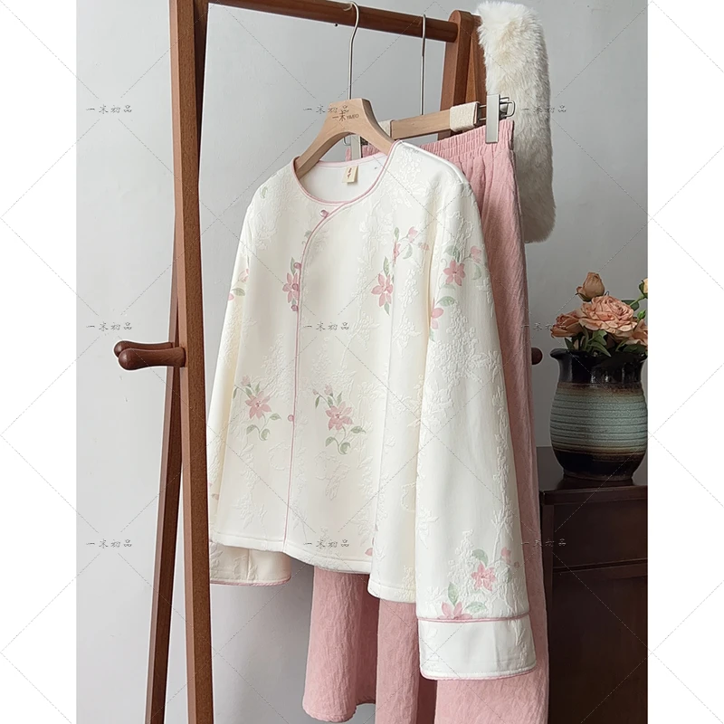 5590《嘉薇》原创秋冬甜美提花加绒衬衫温柔知性别致漂亮上衣