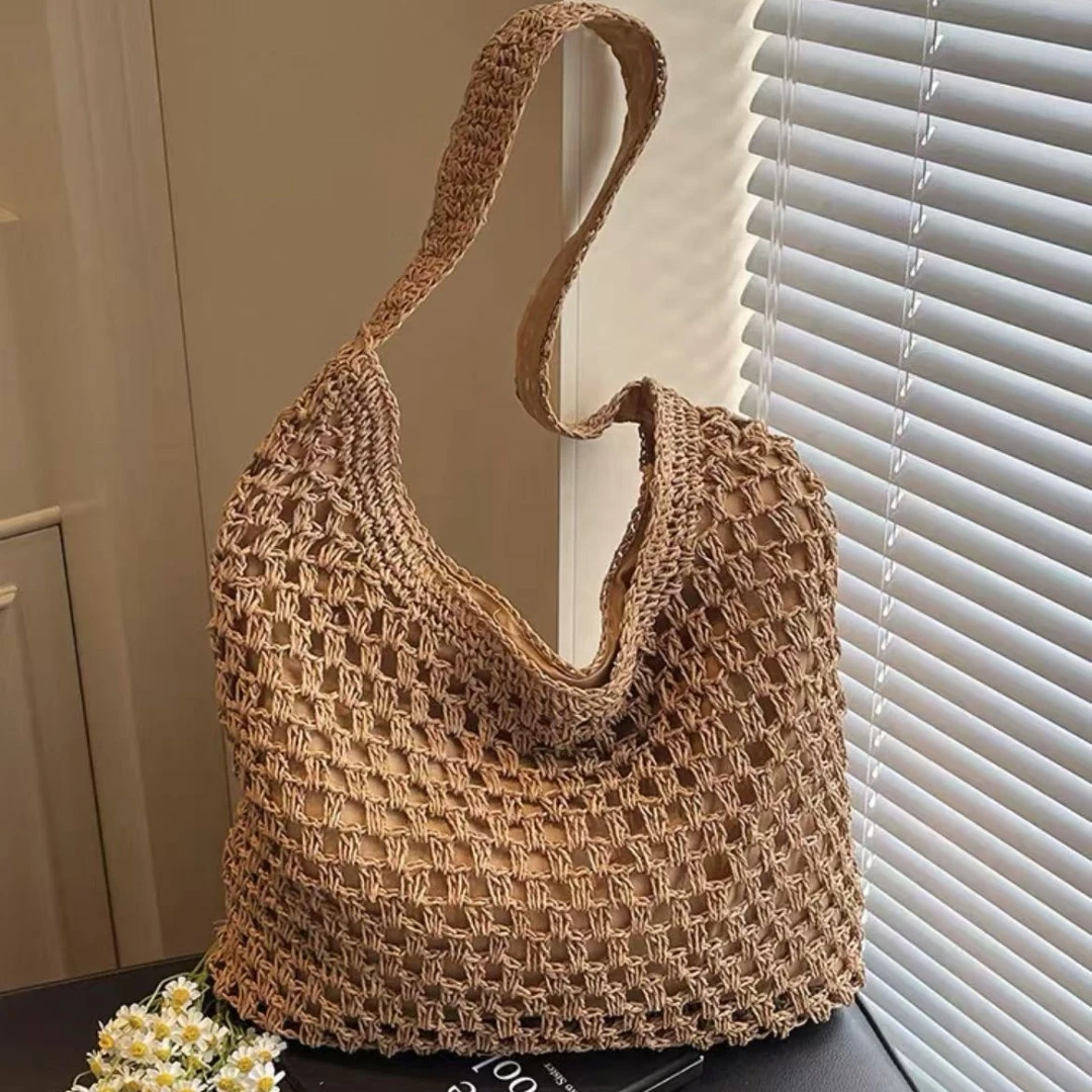 拉链款时尚编织包编织单肩包度假风包夏季草编包小包包韩版
