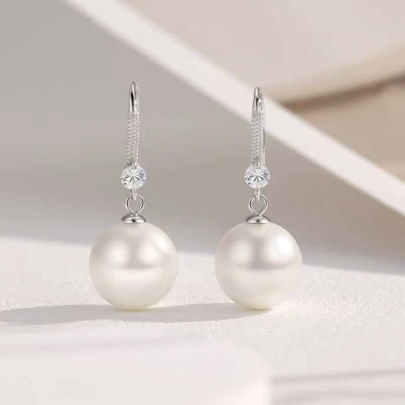 925银耳饰 【新粉福利】琉光星光闪 耳坠 白色经典镶嵌12-14MM耳钩