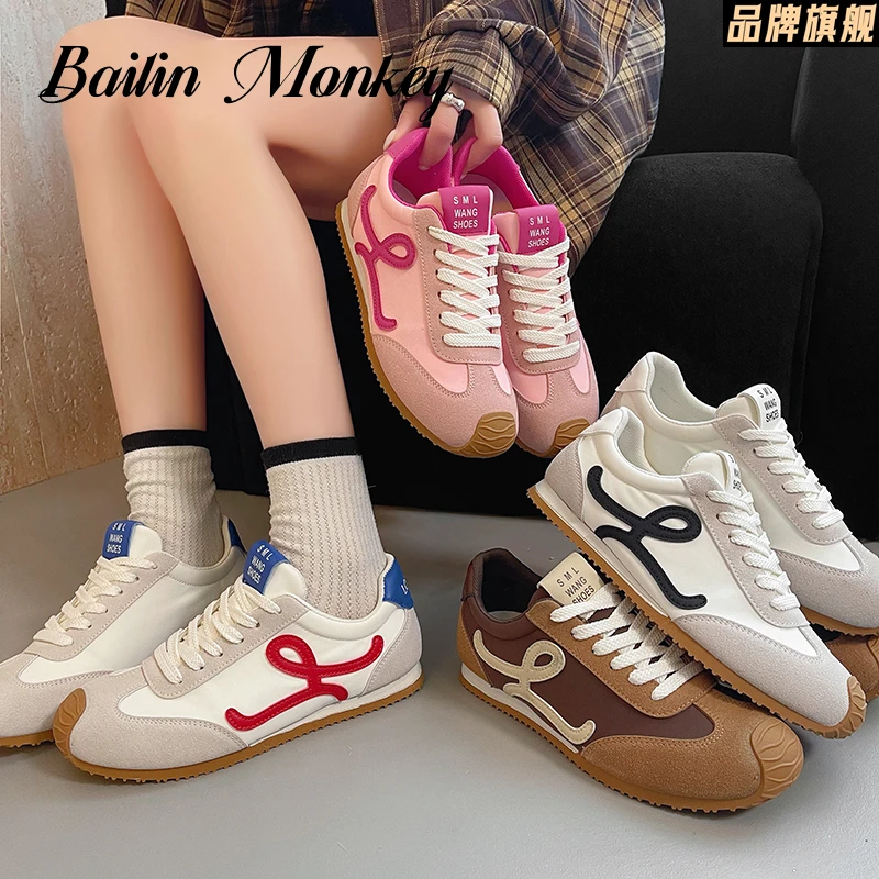 品牌旗舰复古丑萌德训鞋女幂幂同款超火轻便撞色平底休闲阿甘鞋子
