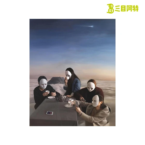 三目阿特|艺术家刘昊天限量版画/定制原作（假面系列绘画人物手绘）