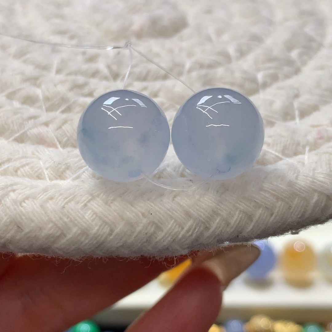 定制翡翠未镶嵌 毛货抛光定制 蓝紫对珠 均卡11.6 买断