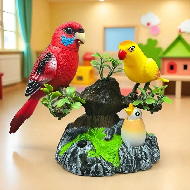 声控鸟仿真鹦鹉书桌茶桌办公桌装饰品电视柜摆件会动会叫自动感应