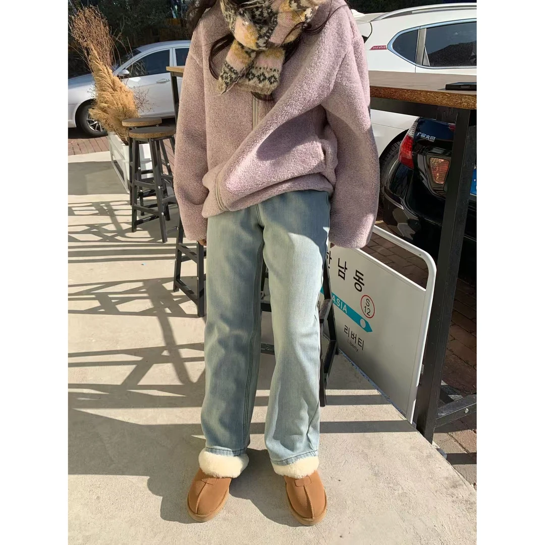 韩代.锁温神裤窄版加绒牛仔裤 L25103128