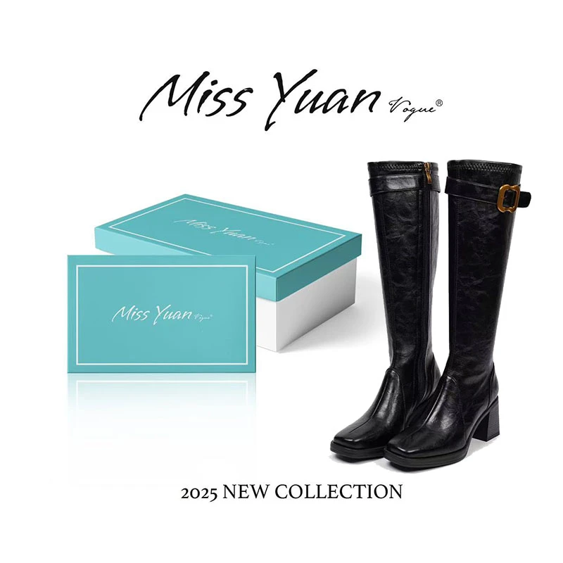 M.Y媛总设计师定制款 2025冬季新款皮带扣加绒时尚长筒靴女Y1119