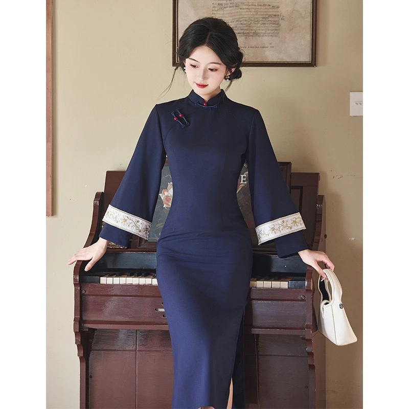 【清音】高端旗袍春秋女2025新款日常复古改良国风连衣裙气质长款女
