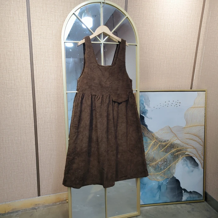 BG243孕妇棕色背心裙90-120
