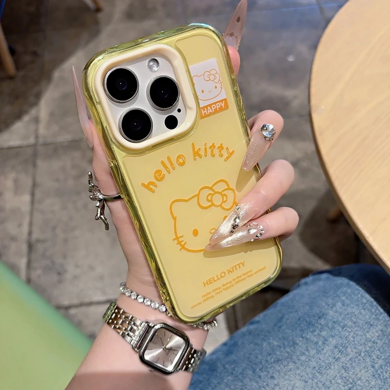 简约可爱线条KT适用苹果16promax手机壳时尚iPhone15小众14个性13