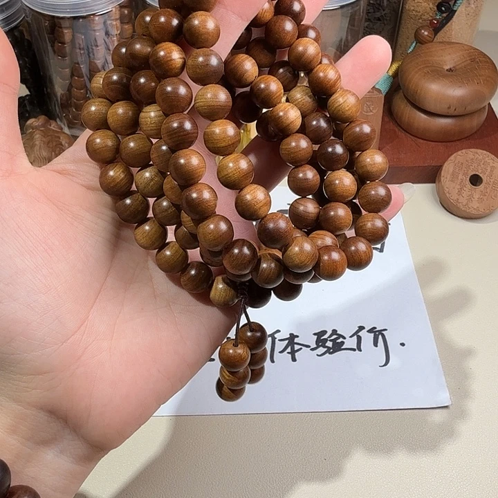 檀香木印度迈索尔老山檀香黑金1.0/108横纹虎皮沉水
