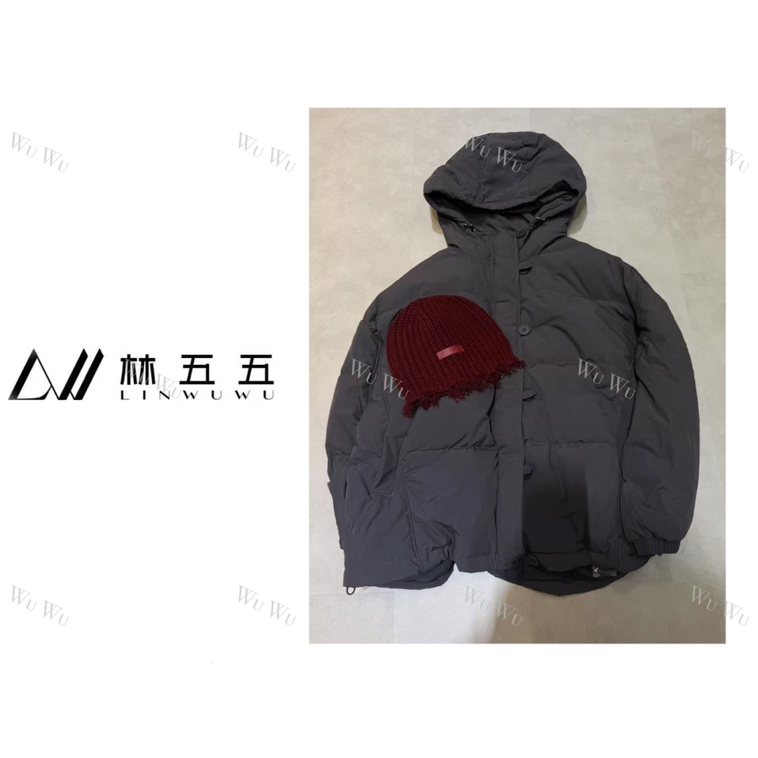 【五五定制】2025新款—冬季时尚休闲纯色连帽大纽扣宽松羽绒服95992