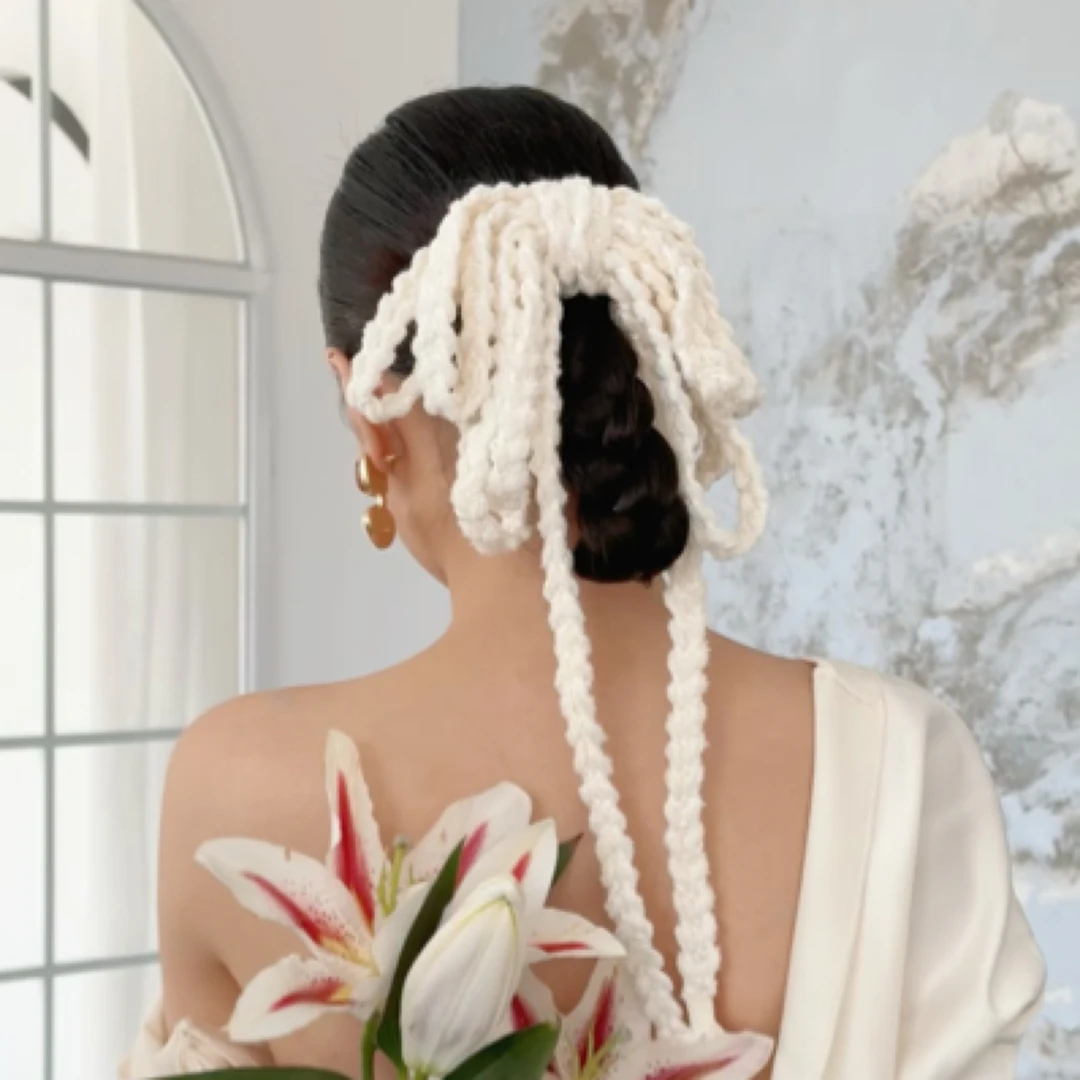 U沐｜新款多层蝴蝶结毛线新娘头饰