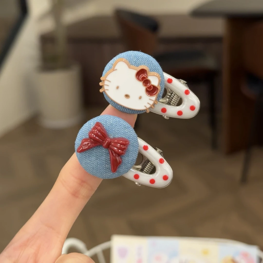 卡通猫咪可爱蝴蝶结发夹鸭嘴夹子甜美少女头饰刘海侧边发卡发饰品