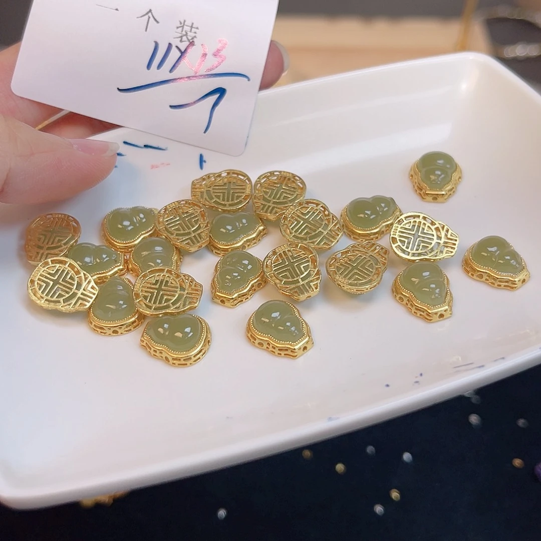 水晶珠宝半成品银S925镀金镶嵌97 。
