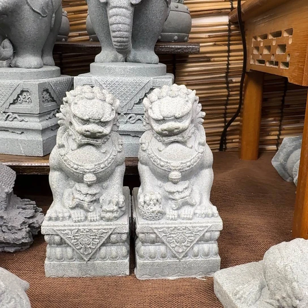 石材青砂石石狮子一对12