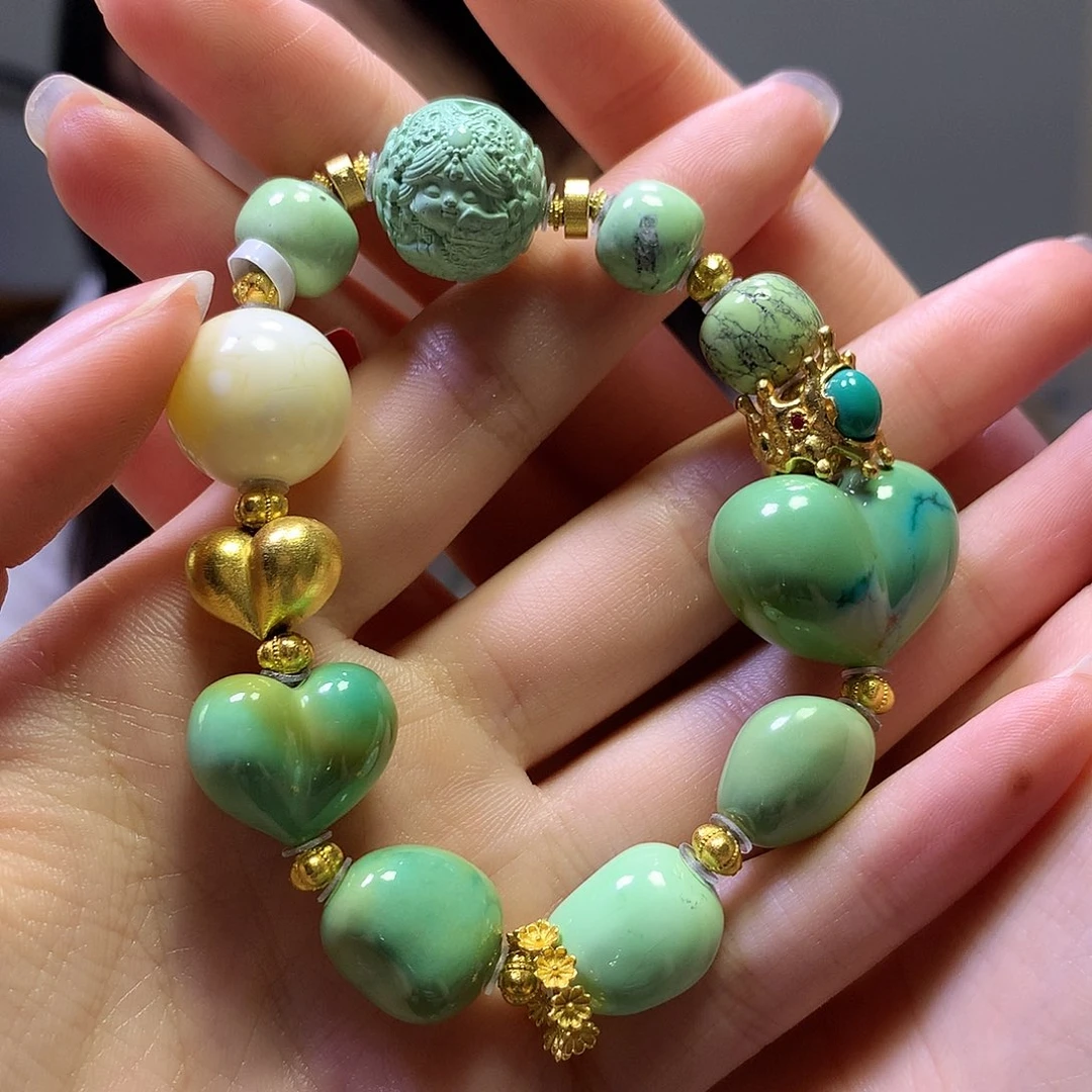 绿松石18K金镶嵌手串