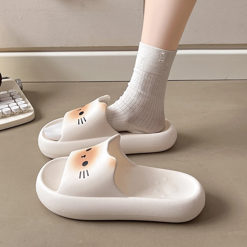 奶fufu小猫~！软萌可爱小猫咪EVA拖鞋踩屎感厚底居家防滑一字凉拖