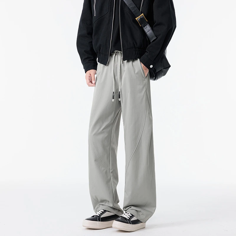 GOONJDKE春秋款男士大码纯色直筒休闲裤胖男生加肥加大休闲长裤男