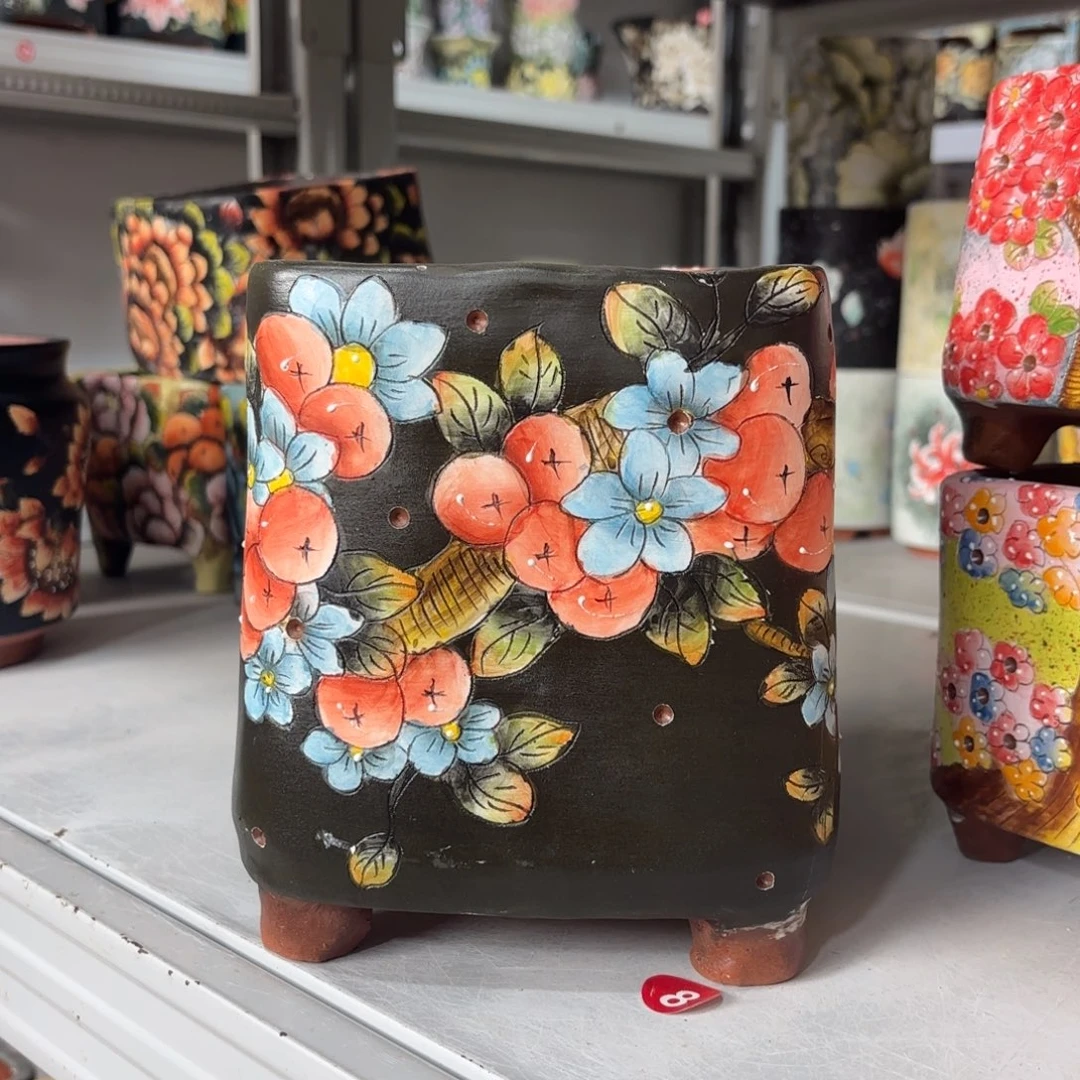 景德镇手绘花盆陶瓷12.5/17