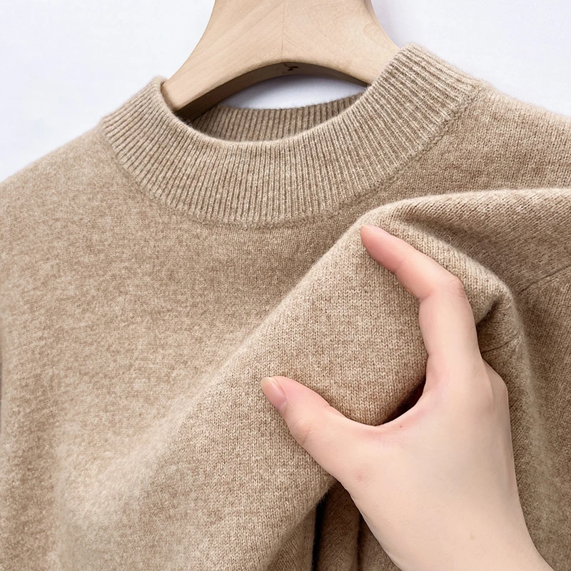 2股26支100%纯羊毛衫90毛条400-500克至柔系列超厚半高领男士毛衣