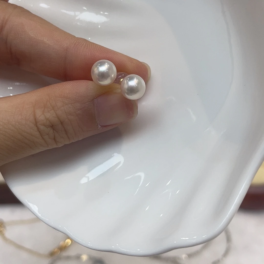 海水珍珠耳饰18K金镶嵌
