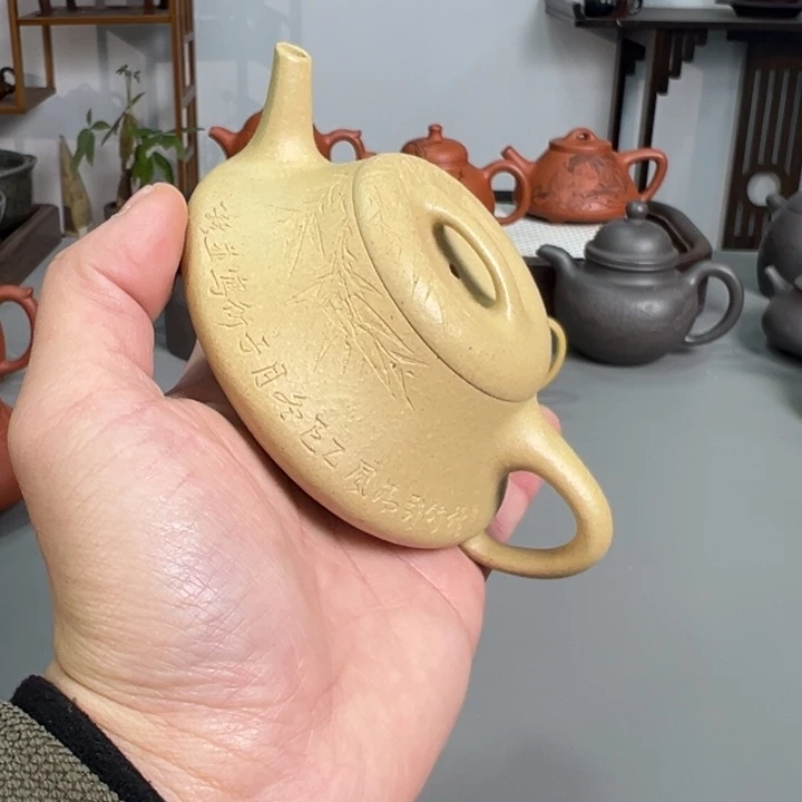 紫砂茶壶绿泥影瓢