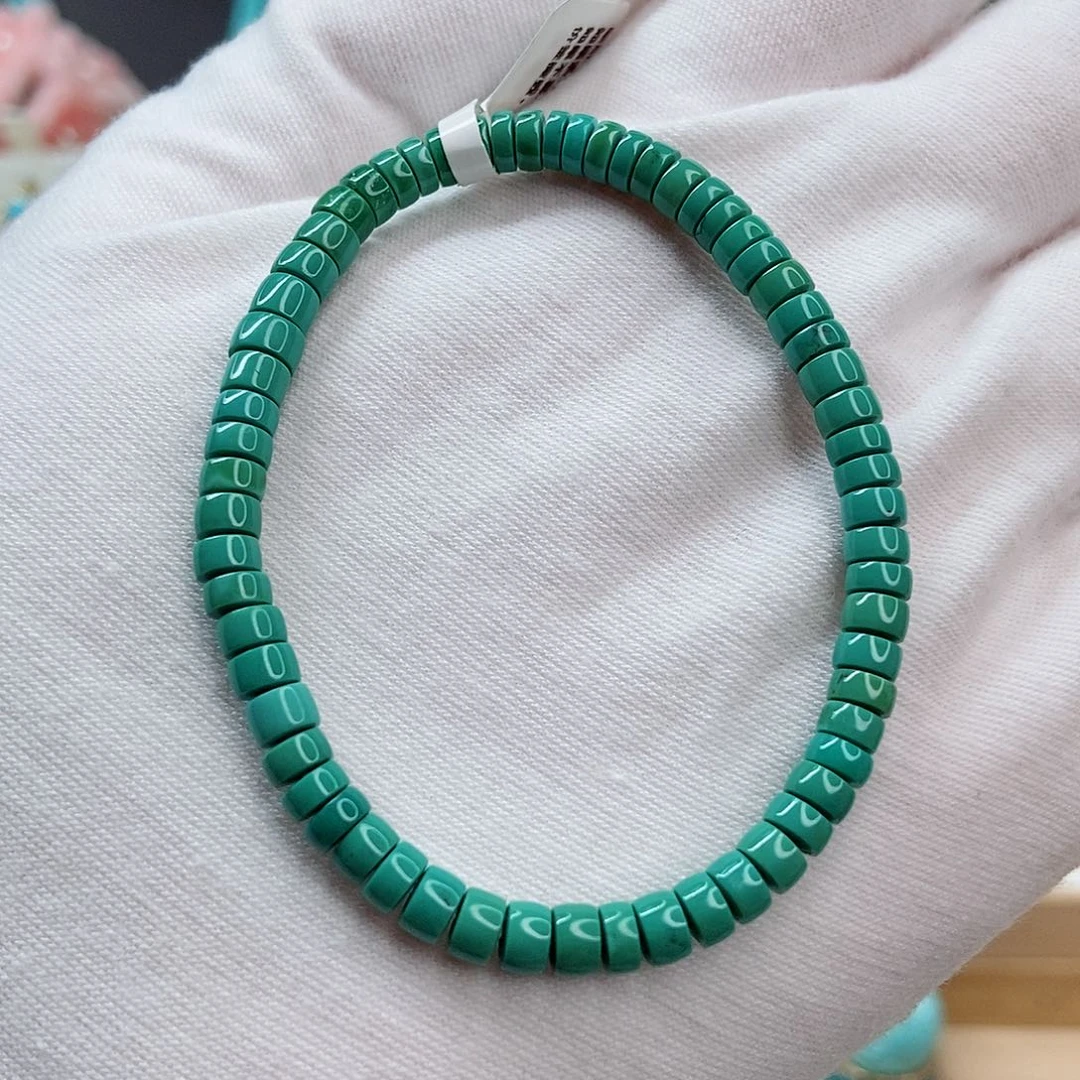 未镶嵌绿松石高瓷玉化绿直切手串4.6