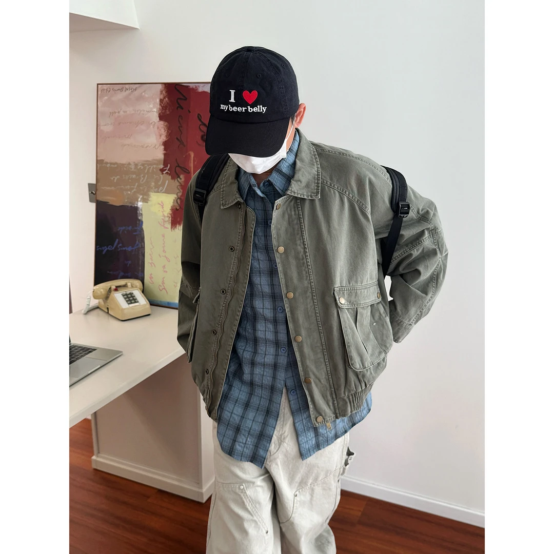 19studio WAYNEPRINCE复古巴恩风翻领夹克cleanfit简约风工装外套
