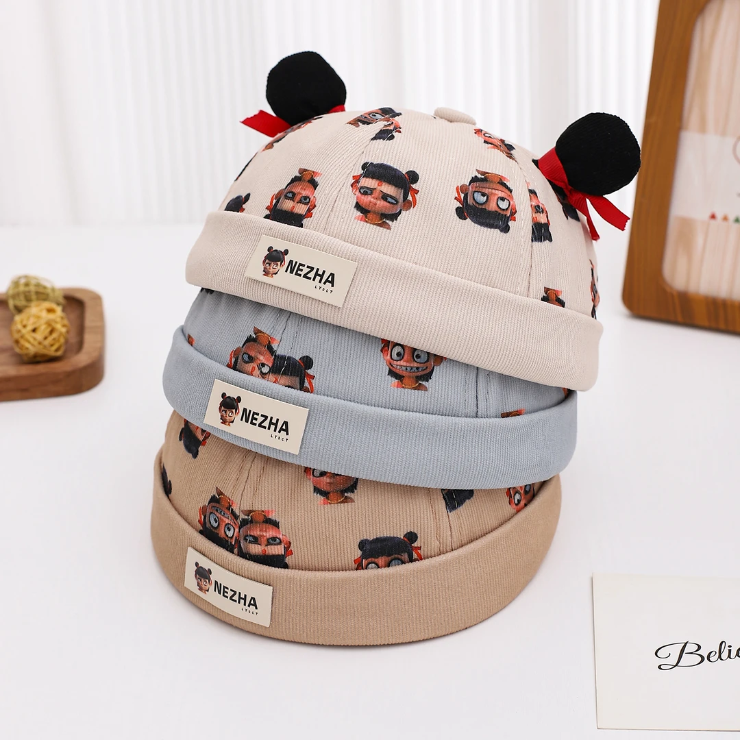 婴儿帽子薄款男女地主海盗春秋卡通女童宝宝超萌可爱遮阳瓜皮帽