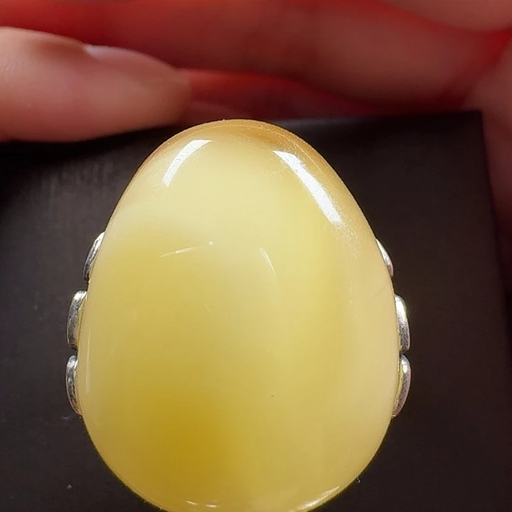 蜜蜡银S925镶嵌戒指戒指