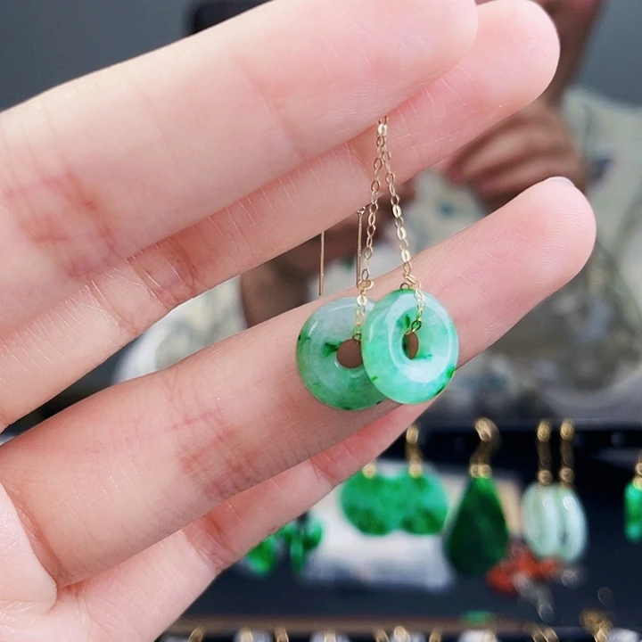 翡翠耳饰18K金镶嵌饰品