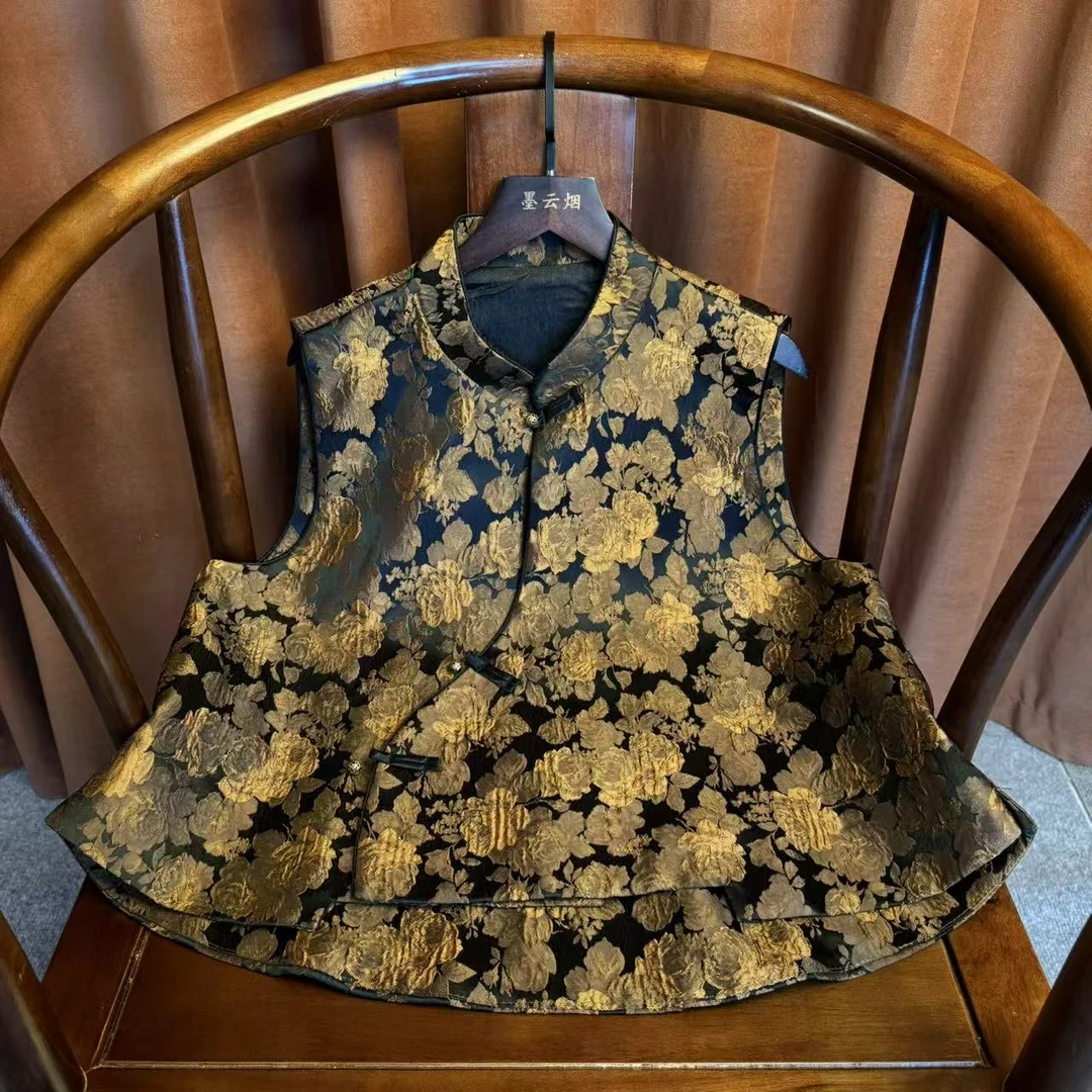 【君沐】2025新款新中式夏季提花设计国风马甲背心上衣