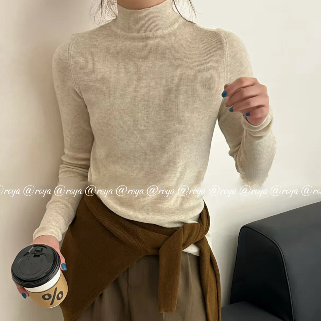 女毛针织衫超细高翻领打底衫针织衫百搭毛衫长袖