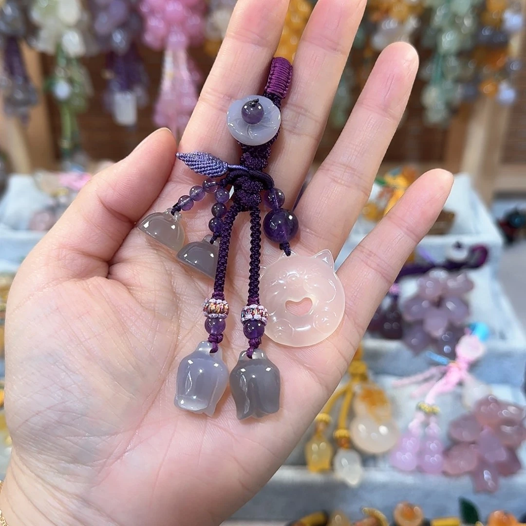 玛瑙/玉髓钥匙挂件未镶嵌