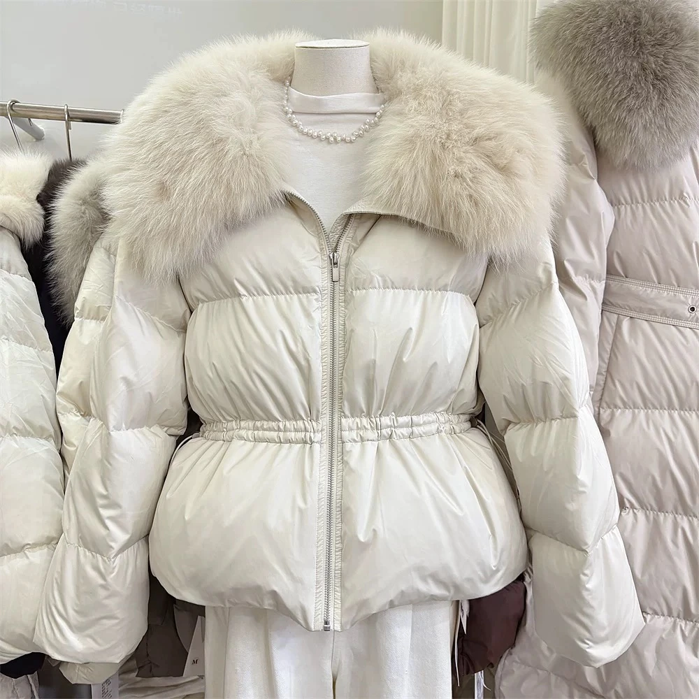 毛领棉服女2024年冬季新款小众设计感韩版气质高级感收腰外套