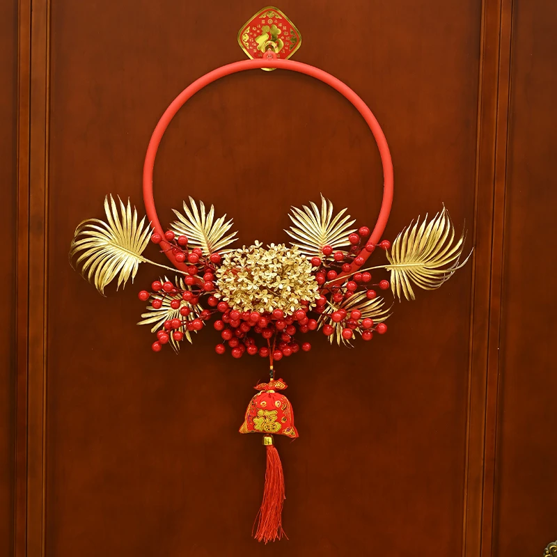 【刘莉优选】新春绣球花环装饰用品年宵花环福满新居喜乐寓于礼品