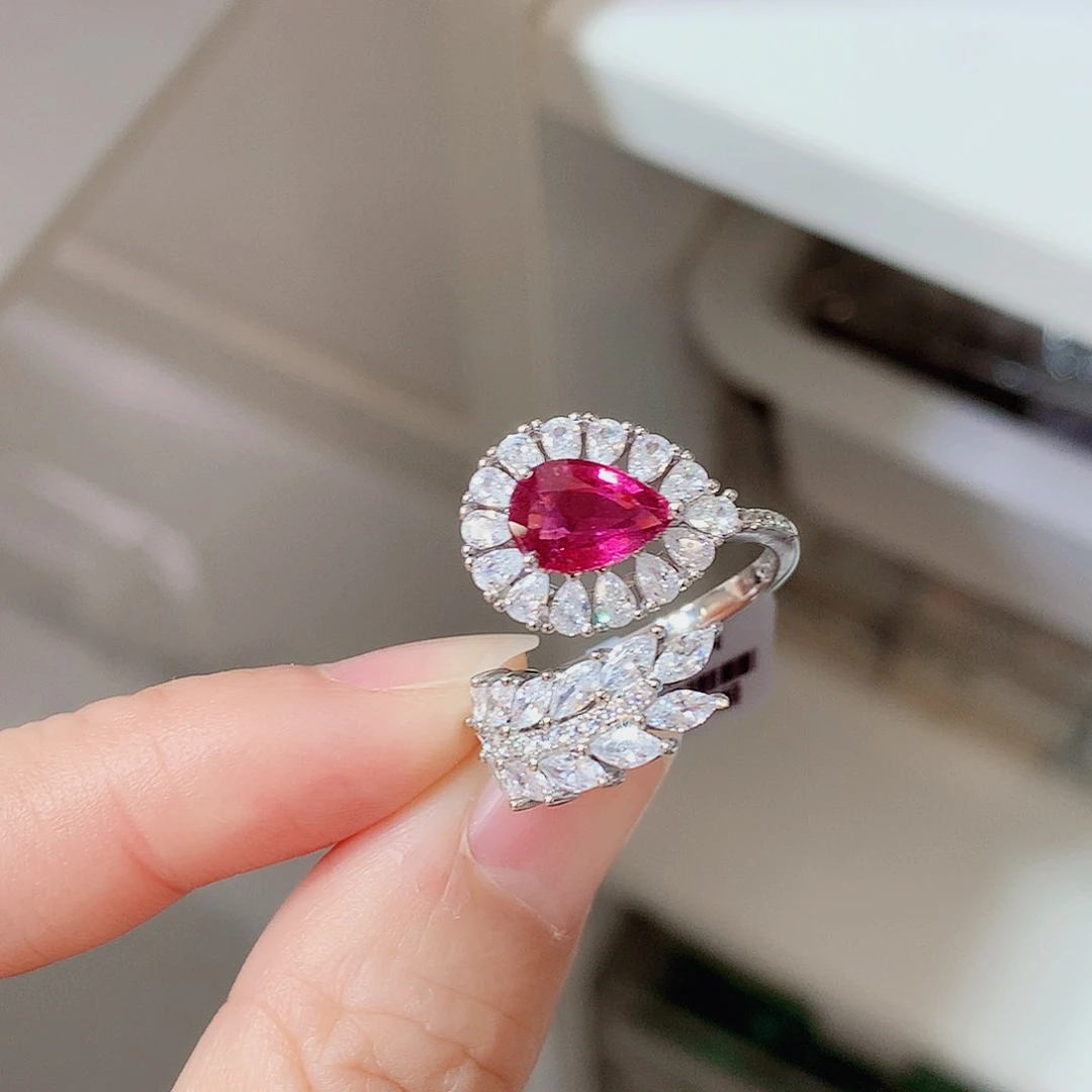 银S925镶嵌戒指碧玺