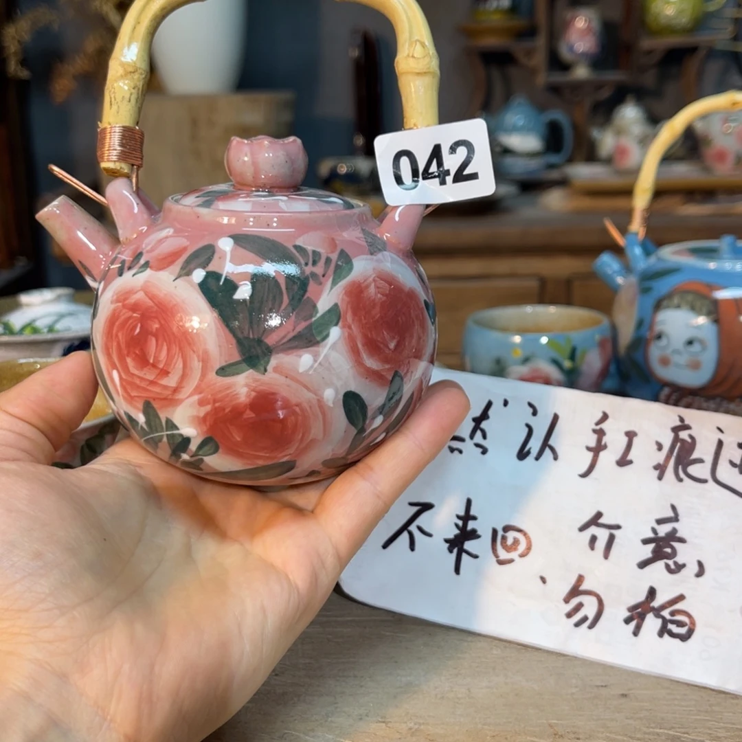 壶素浅陶瓷手工手绘