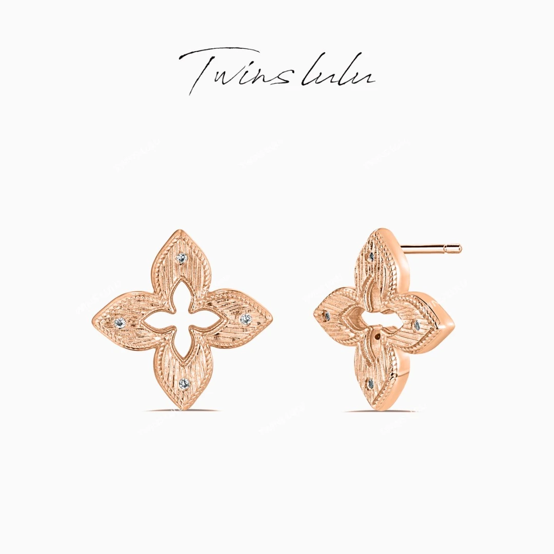 TWINS LULU 流光风 轻奢气质时尚百搭设计感四叶耳环TSL2011